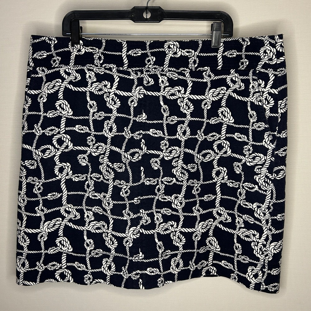 Talbots‎ Navy White Rope Nautical Classic Fit A-Line Skirt Women Plus 18 Preppy